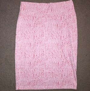 NWOT LuLaRoe pink and white pencil skirt size m